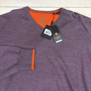 Bugatchi Sweater Mens 2XL Purple Wine Stretch V-Neck Wool Knit Long Sleeve NWT
